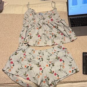 Hill House Floral Pajama Set in Light Blue